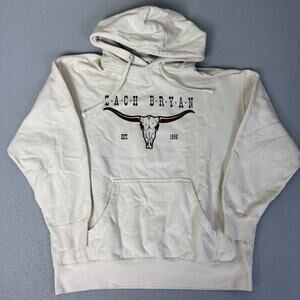 Zach Bryan Quittin Time Tour 2024 Cream Pullover Hoodie XL Western Concert
